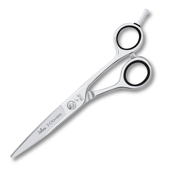 3 Claveles Silex - Tijera Profesional Peluquero 6" Acero Inox. Filo Navaja Forjado en Caliente