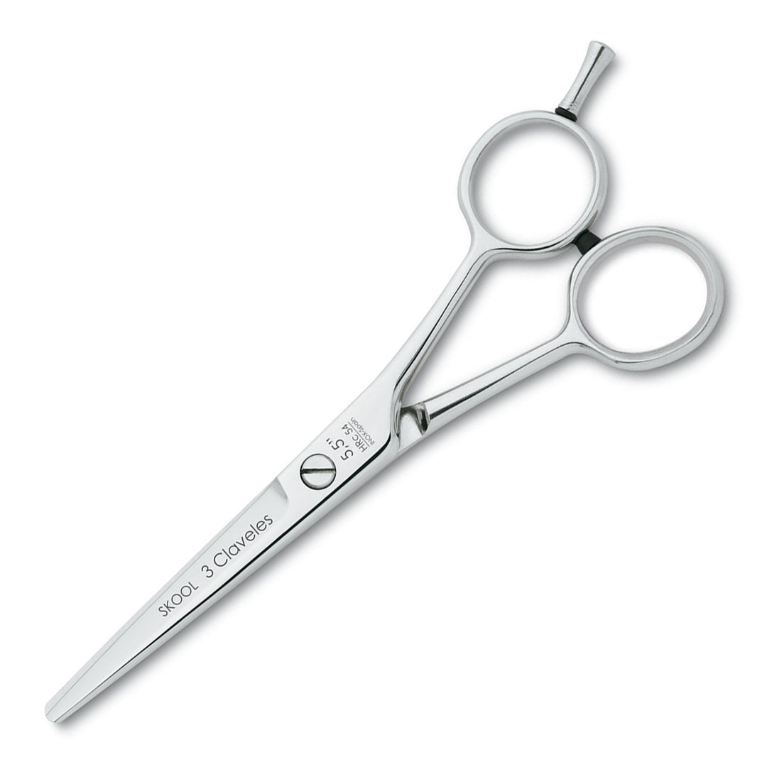 3 Claveles Skool - Tijera Profesional Peluquero 5.5" Acero Inox. Filo Suave Forjado en Caliente