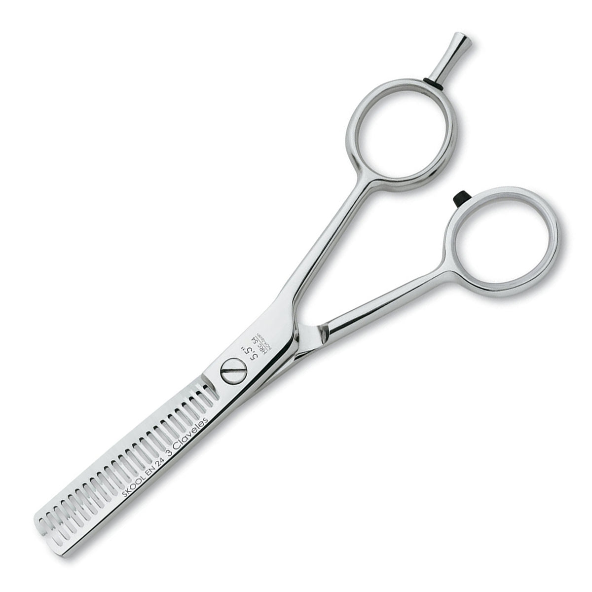 3 Claveles Skool - Tijera Profesional Peluquero 5.5" Entresacar EN 24 Filo Suave Acero Forjado en Caliente