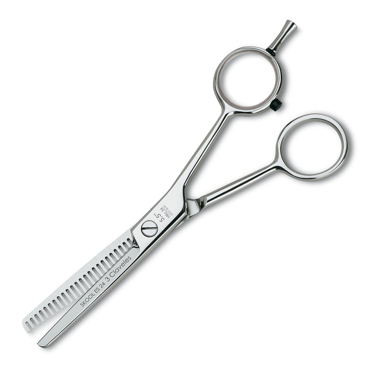 3 Claveles Skool - Tijera Profesional Peluquero 5.5" Esculpir ES 24 Filo Suave Acero Forjado en Caliente