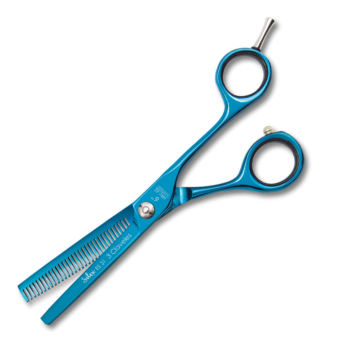 3 Claveles Silex - Tijera Profesional Peluquero 6" Esculpir ES 31 Acero PVD Titanio Forjado en Caliente