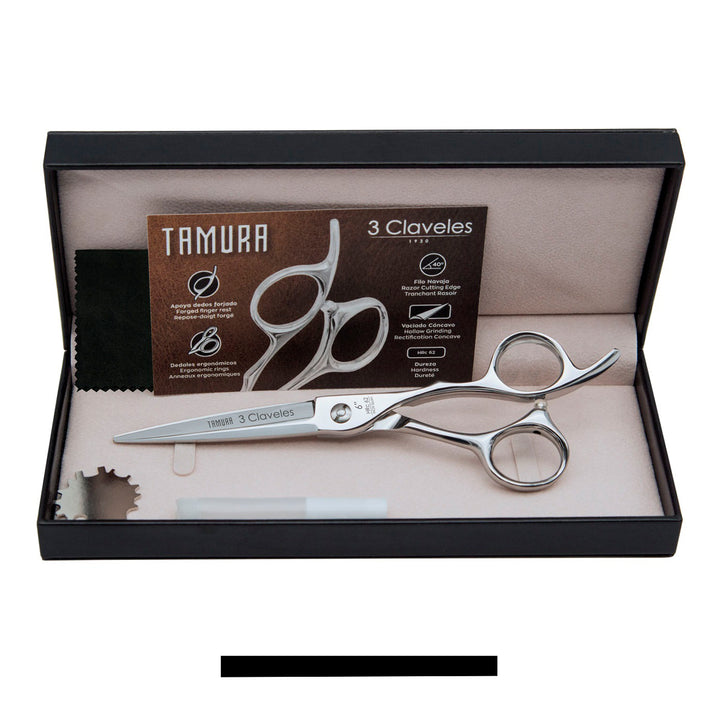 3 Claveles Tamura - Tijera Profesional Peluquero 6" Acero Filo Navaja Forjado en Caliente
