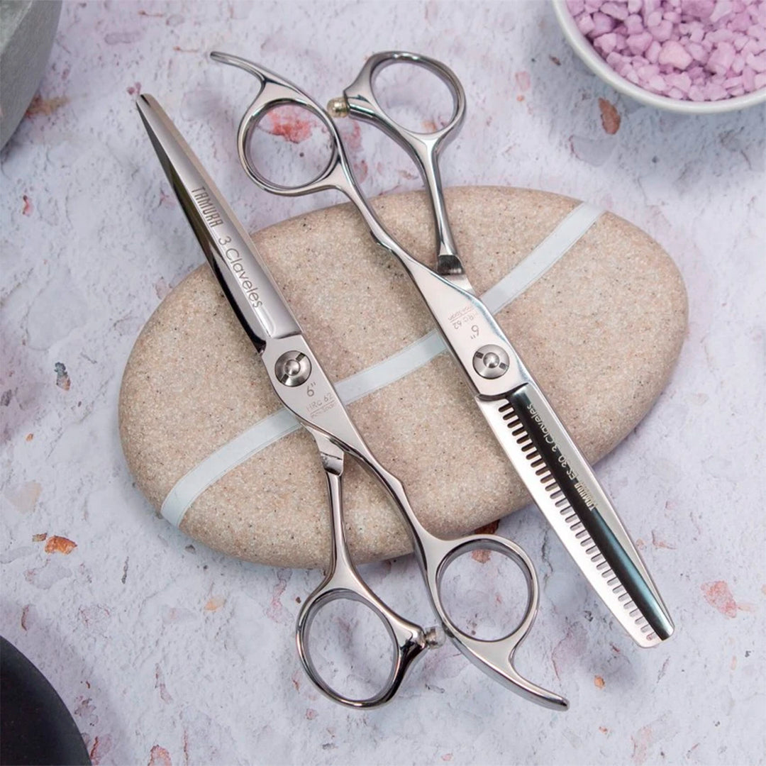 3 Claveles Tamura - Tijera Profesional Peluquero 6" Esculpir ES 30 Acero Forjado en Caliente