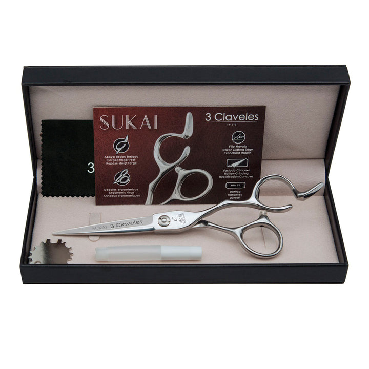 3 Claveles Sukai - Tijera Profesional Peluquero 6" Acero Filo Navaja Forjado en Caliente