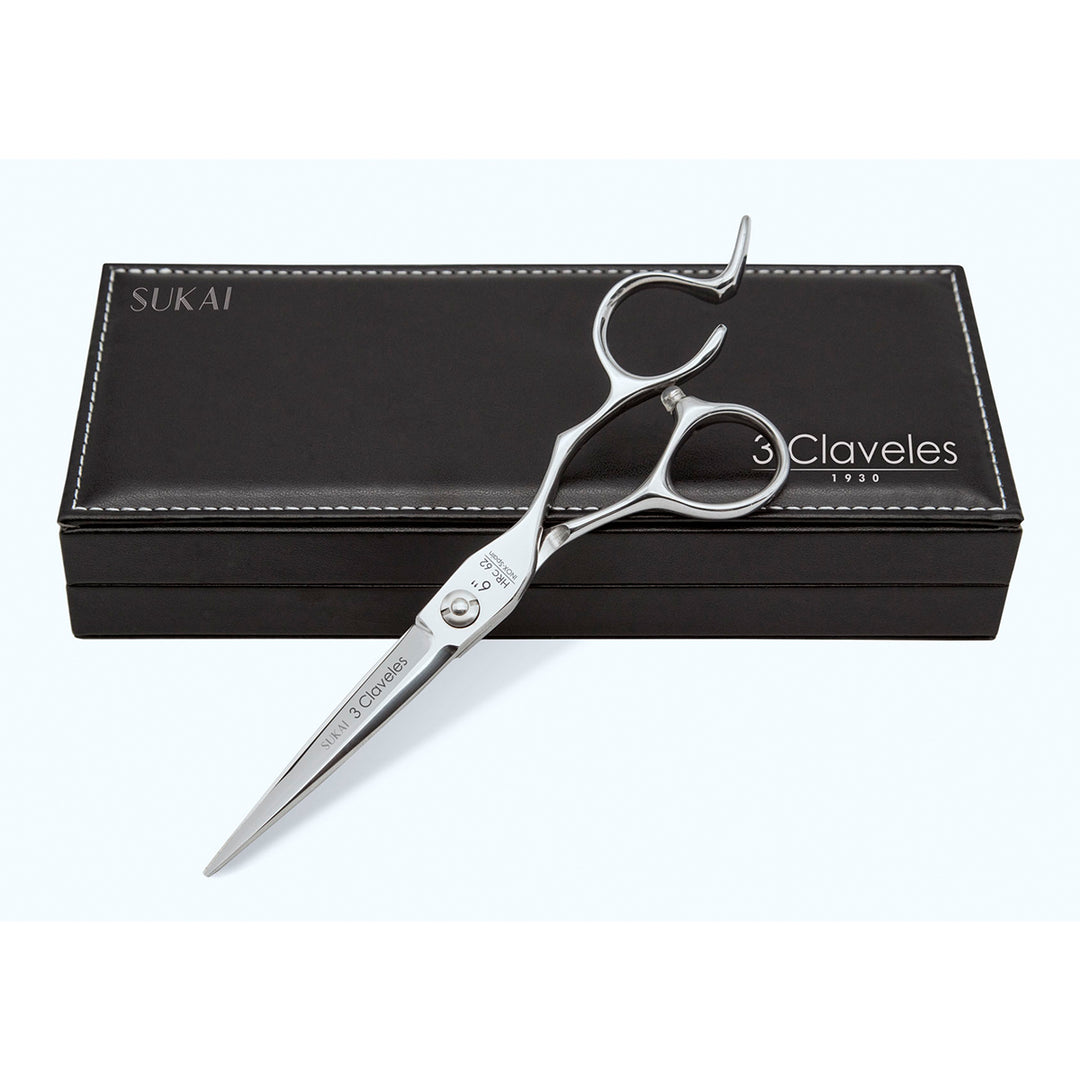 3 Claveles Sukai - Tijera Profesional Peluquero 6" Acero Filo Navaja Forjado en Caliente