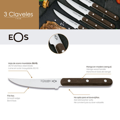 3 Claveles Eos - Set de 4 Cuchillos Chuleteros 11.5 cm en Acero Inoxidable