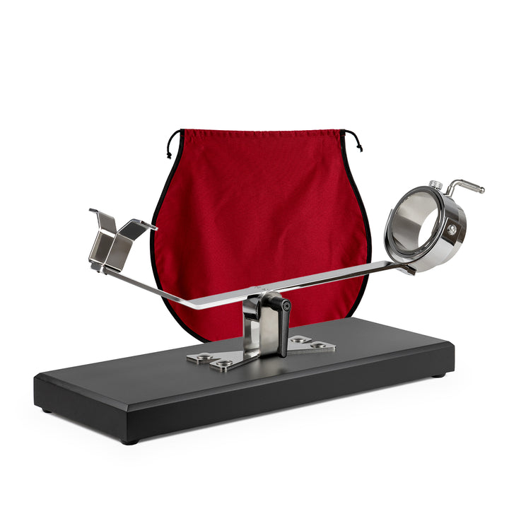 BELLO Aneto - Soporte Jamonero Basculante en DM Negro y Acero Inoxidable con Cubrejamón