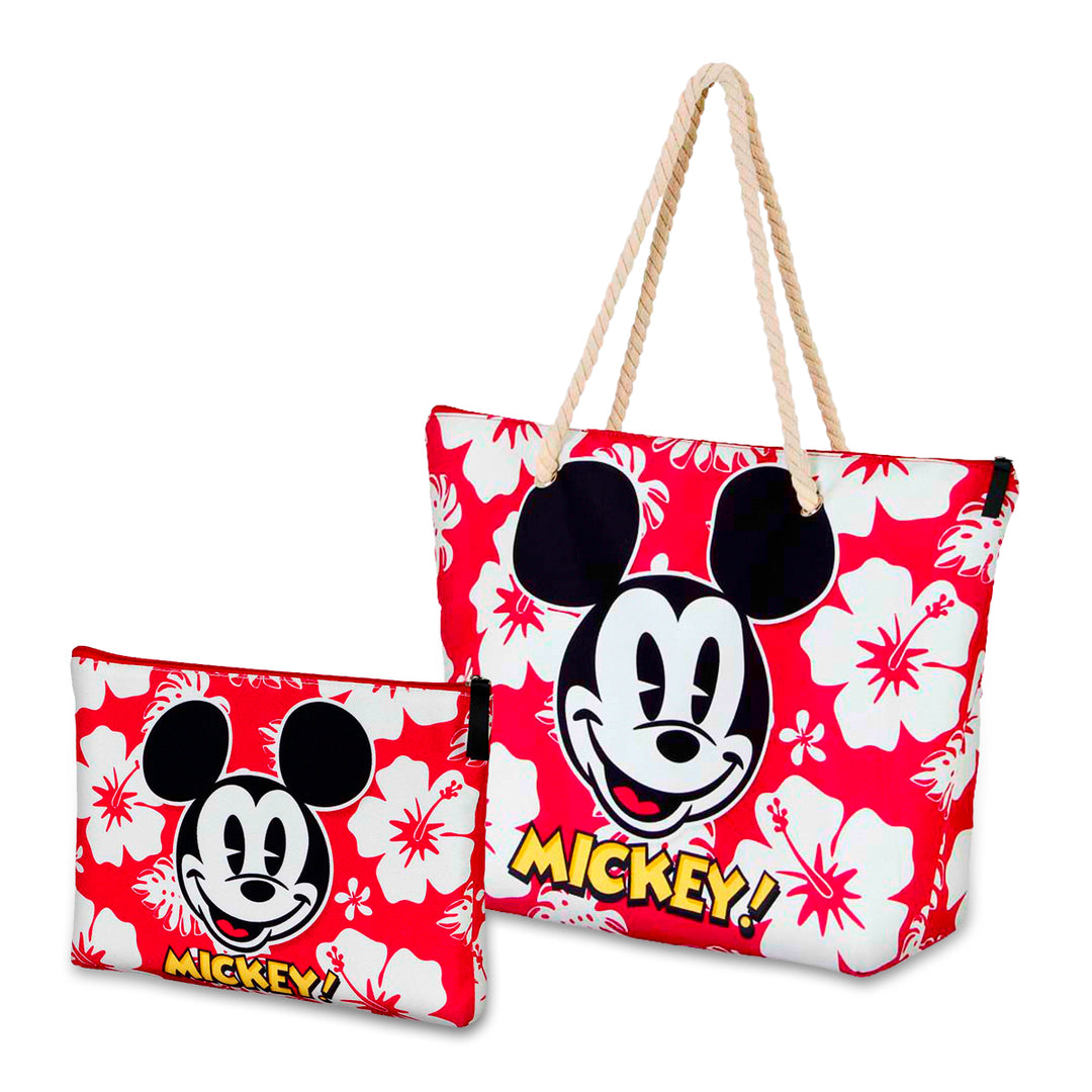 KARACTERMANIA - Bolsa de Playa Soleil con Neceser de Regalo. Mickey Mouse Hawaii