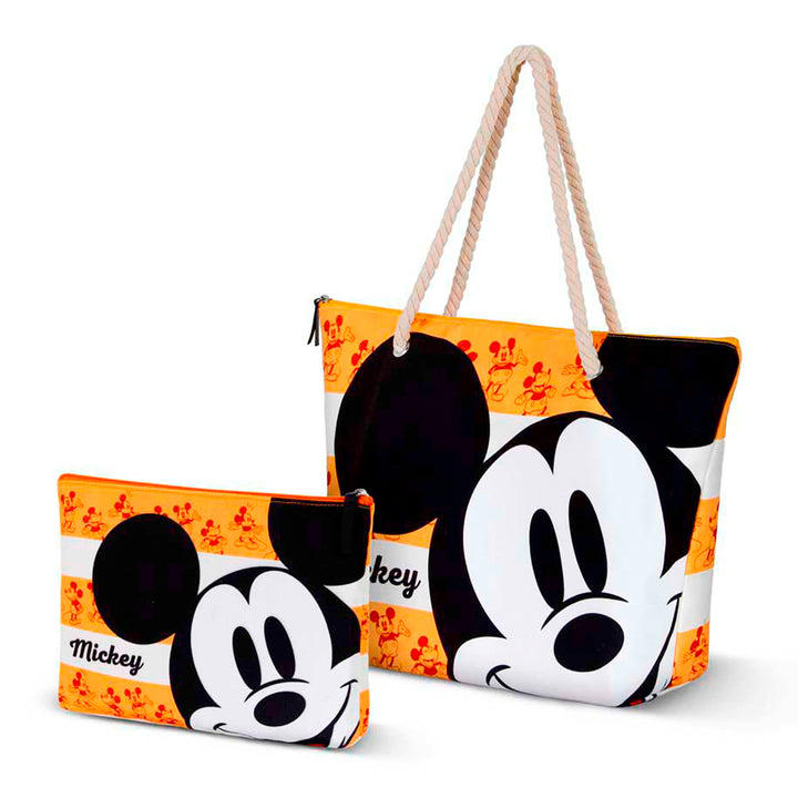 KARACTERMANIA - Bolsa de Playa Soleil con Neceser de Regalo. Mickey Mouse Orange