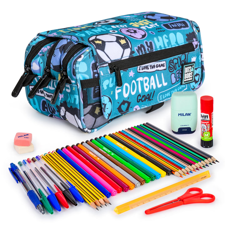 ColePack Design - Estuche Triple de 3 Cremalleras con Material Escolar Incluido. Hero