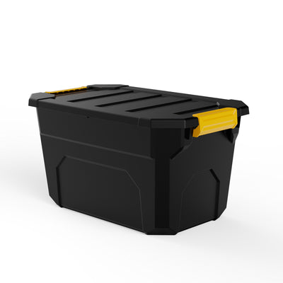 Plastiken CARGO - Caja de Ordenación Multiusos S 36L con Cierre Seguro y Tapa. Negro