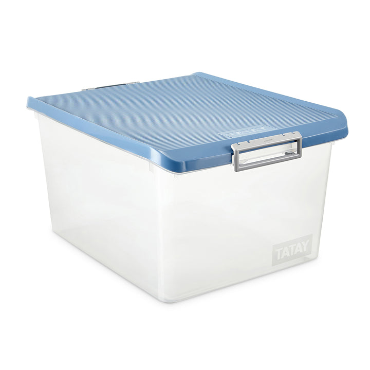 TATAY - Caja de Ordenación Multiusos de 35L con Cierre Hermético y Asas de ABS. Azul Paloma