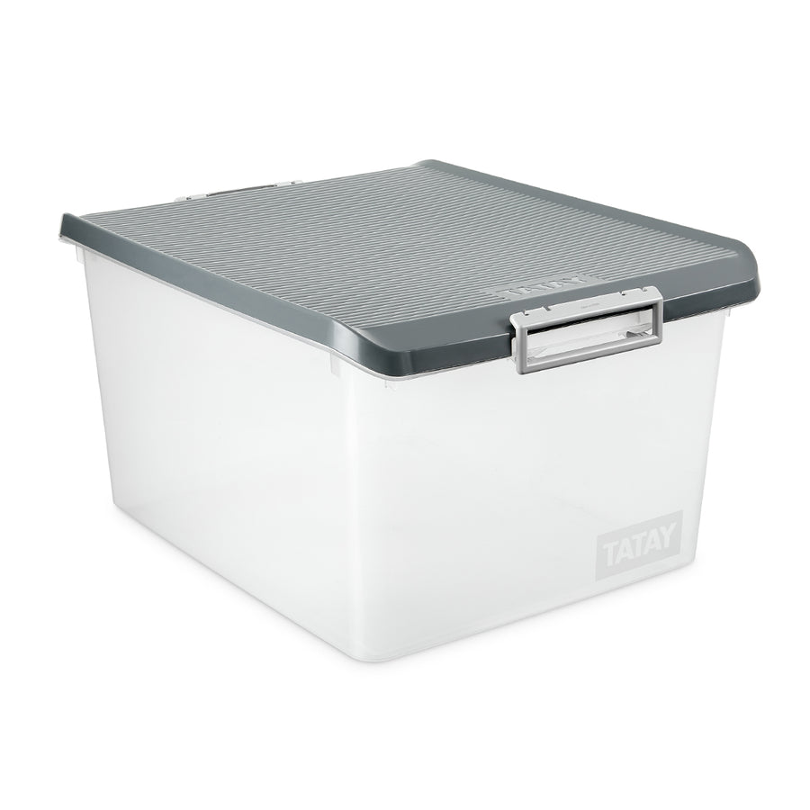TATAY - Caja de Ordenación Multiusos de 35L con Cierre Hermético y Asas de ABS. Gris