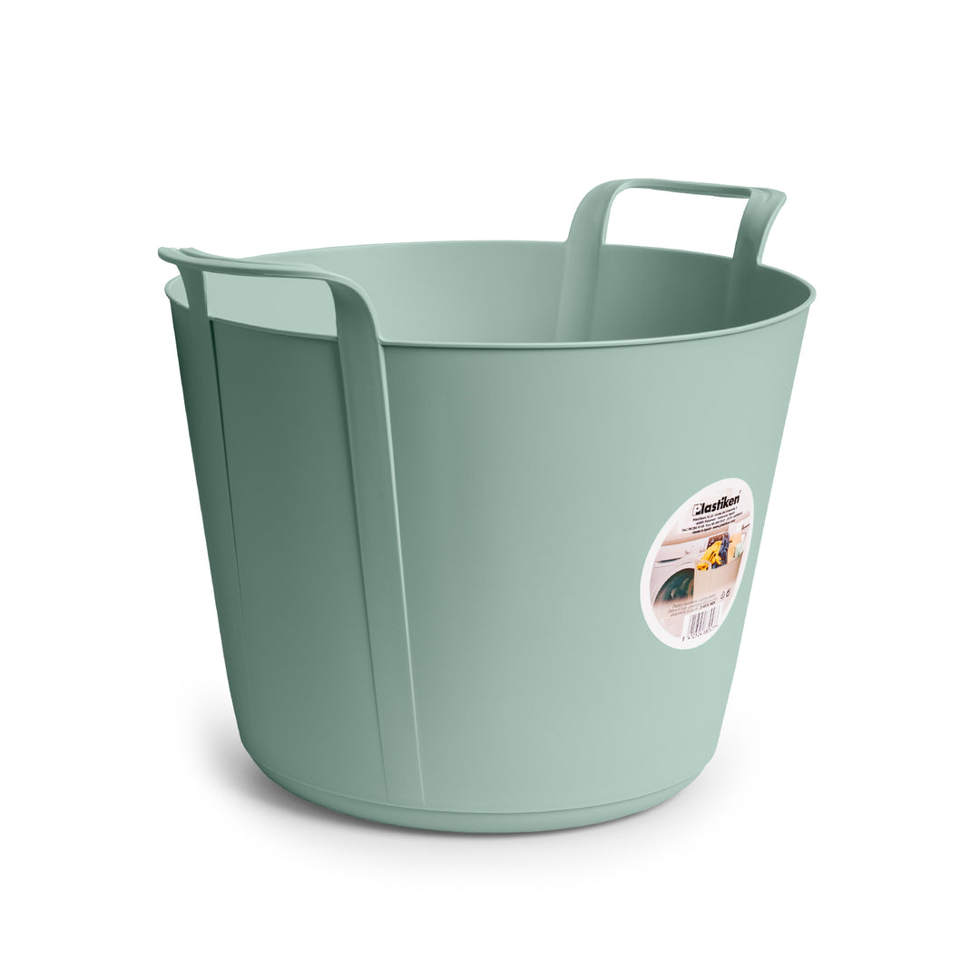 Plastiken Nature - Capazo Flexible de 26L Multiusos Redondo con Asas. Menta