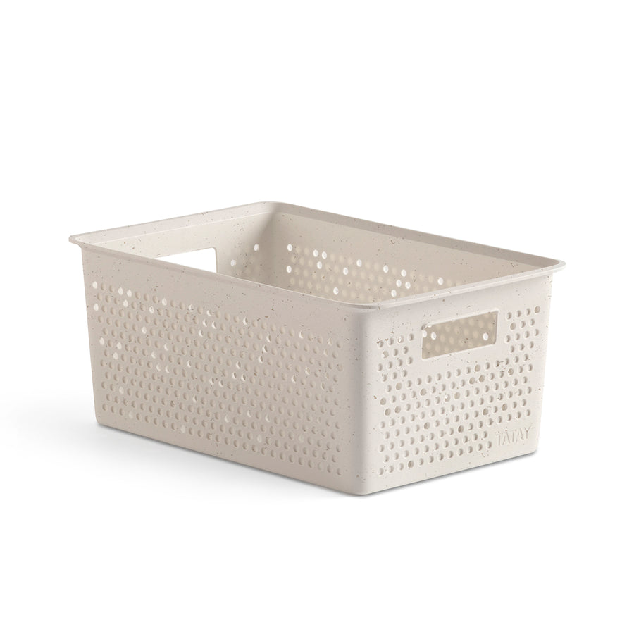 TATAY Bohol - Caja Organizadora Rectangular 4L Plástico Reciclado. Ecohome Beige
