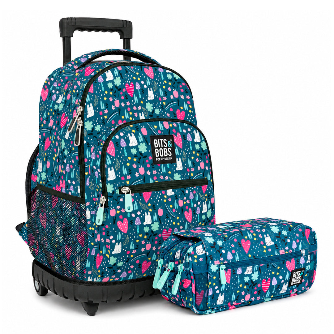 Grafoplás Design - Kit de Estuche y Mochila Escolar con Carrito Integrado. Park