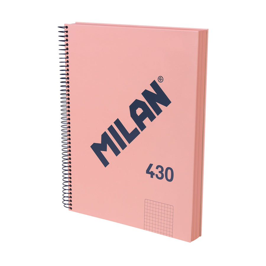 MILAN 430 - Cuaderno A4 Espiral y Tapa Dura. Papel Cuadriculado 120 Hojas 95gr Rosa