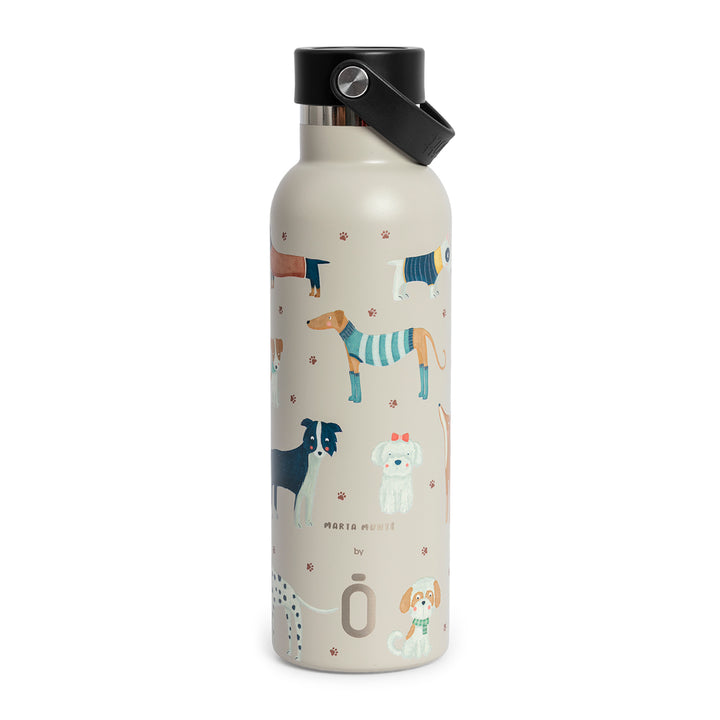 Runbott Marta Munté - Botella Térmica de 0.6L con Interior Cerámico. Dogs Topo