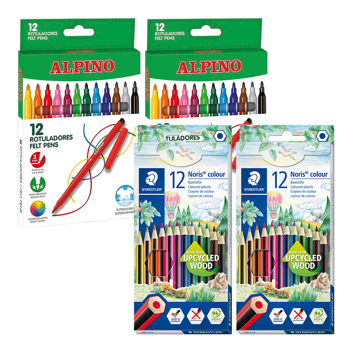 EcoPack Color - Pack Ahorro 24 Rotuladores y 24 Lapices de Colores de Primeras Marcas