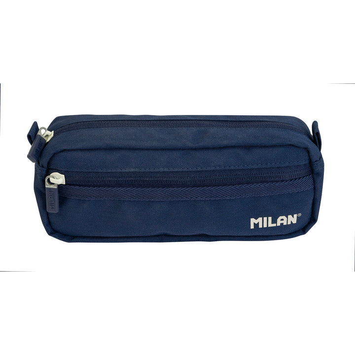 MILAN 1918 -  Pack Escolar con Mochila Urbana Clásica y Estuche 2 Cremalleras. Azul