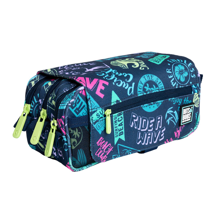 Grafoplás Design - Estuche Portatodo Triple con Solapa para Material Escolar. Beach