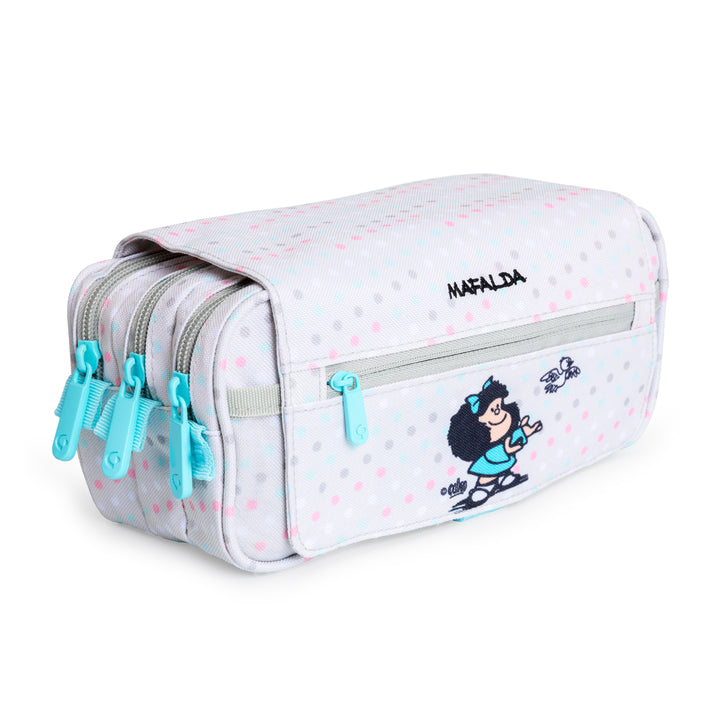 Grafoplás Design - Estuche Portatodo Triple con Solapa para Material Escolar. Mafalda Bird