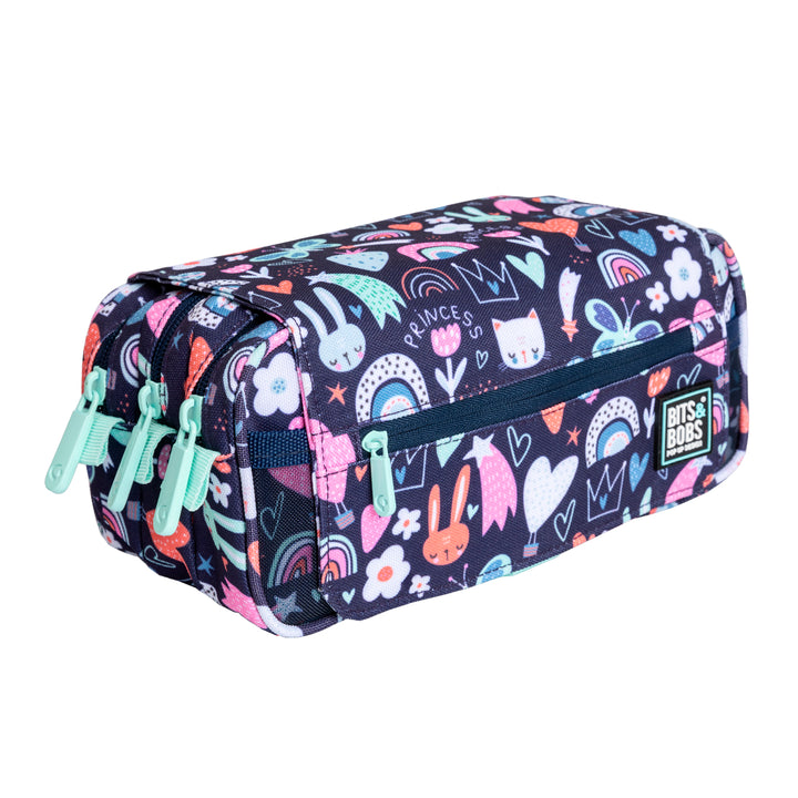 Grafoplás Design - Estuche Portatodo Triple con Solapa para Material Escolar. Princess