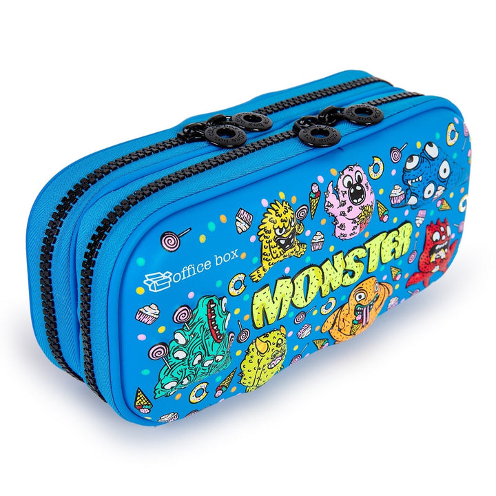 3D Magic - Estuche Escolar Doble con Cuerpo en Relieve. Monsters Azul