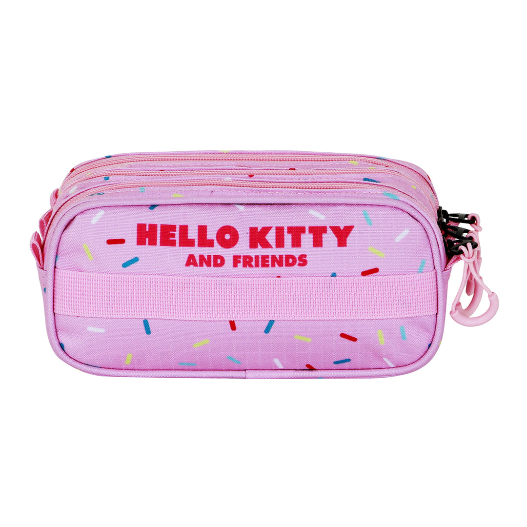 HELLO KITTY Videogame - Estuche Escolar Triple Portatodo Tres Cremalleras TRICK FAN Rosa