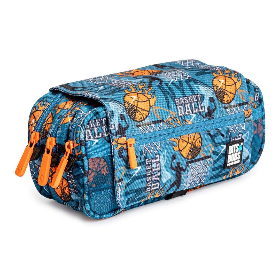 Grafoplás Design - Estuche Portatodo Triple con Solapa para Material Escolar. Basketball