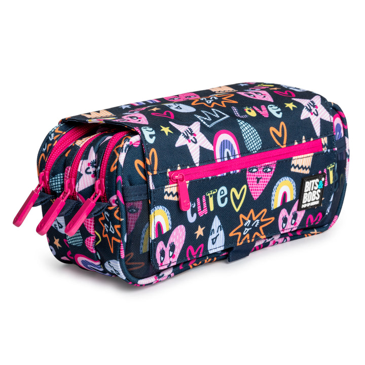 Grafoplás Design - Estuche Portatodo Triple con Solapa para Material Escolar. Cute
