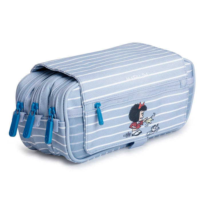 Grafoplás Design - Estuche Portatodo Triple con Solapa para Material Escolar. Mafalda Boat
