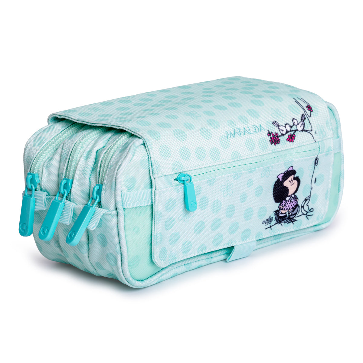 Grafoplás Design - Estuche Portatodo Triple con Solapa para Material Escolar. Mafalda Kiss