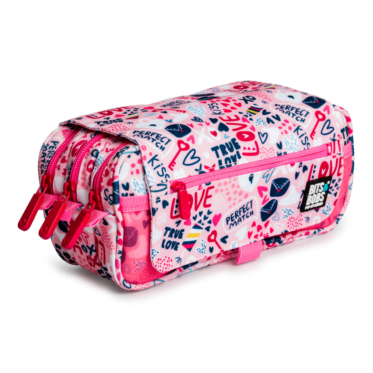 Grafoplás Design - Estuche Portatodo Triple con Solapa para Material Escolar. True Love