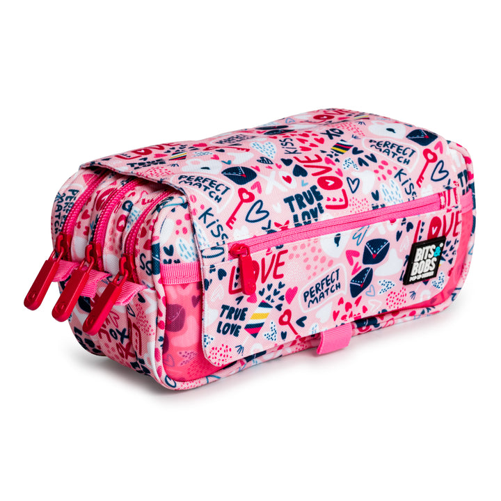 Grafoplás Design - Estuche Portatodo Triple con Solapa para Material Escolar. True Love