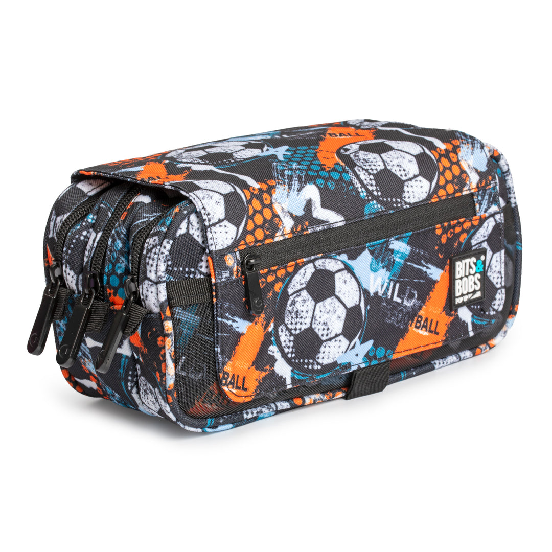 Grafoplás Design - Estuche Portatodo Triple con Solapa para Material Escolar. Wild Football