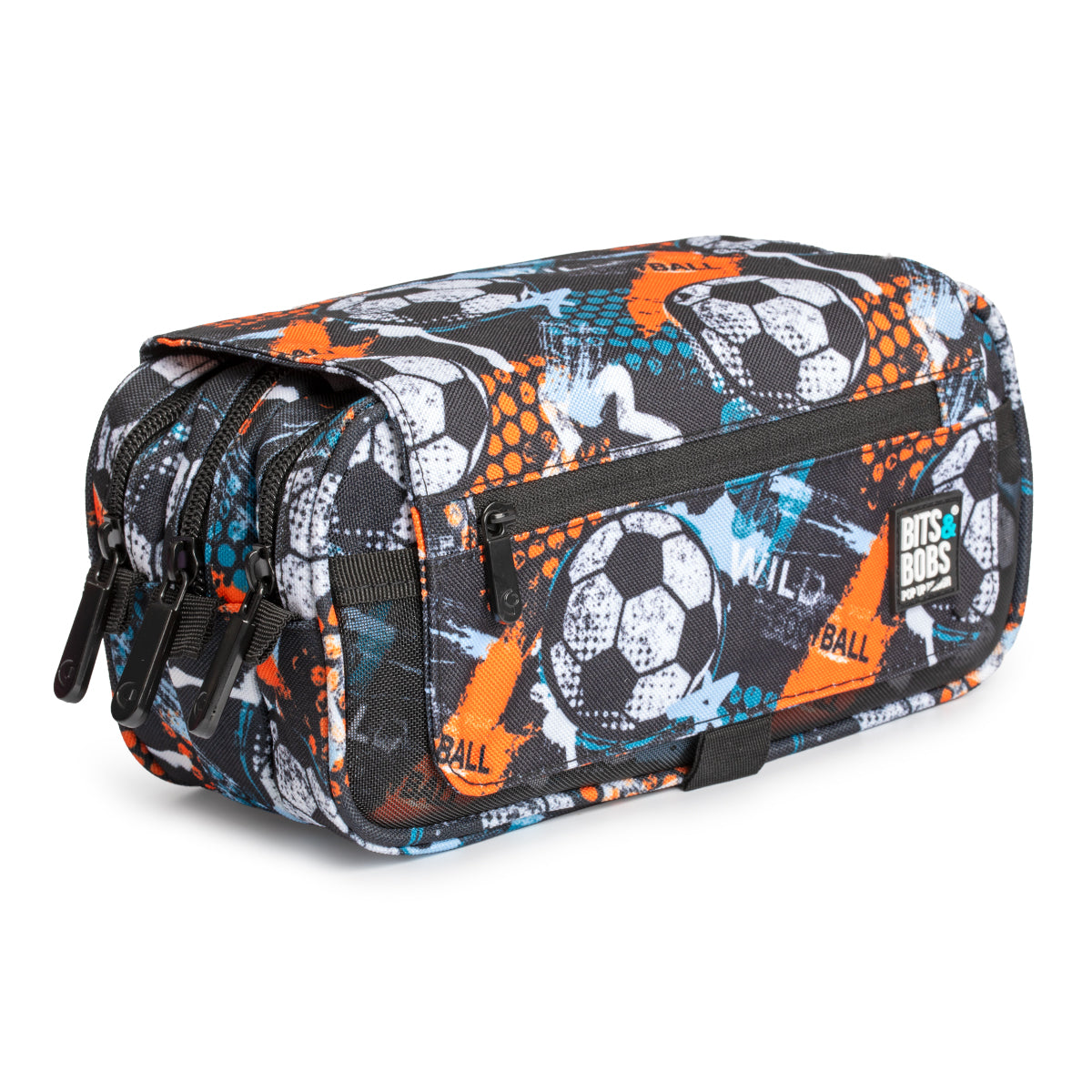 Grafoplás Design - Estuche Portatodo Triple con Solapa para Material Escolar. Wild Football