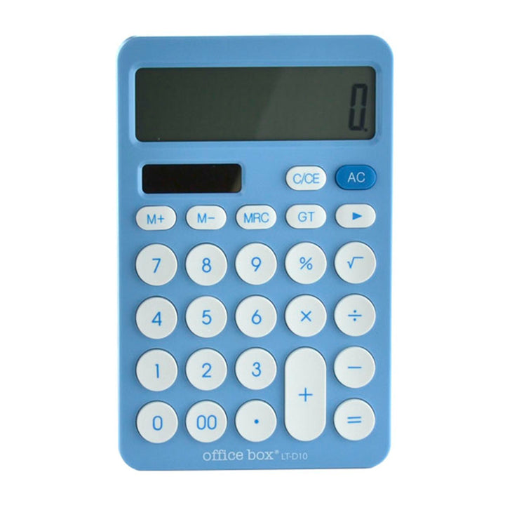 OFFICEBOX - Calculadora de Sobremesa Plana de 12 Dígitos con Pie Plegable. Azul