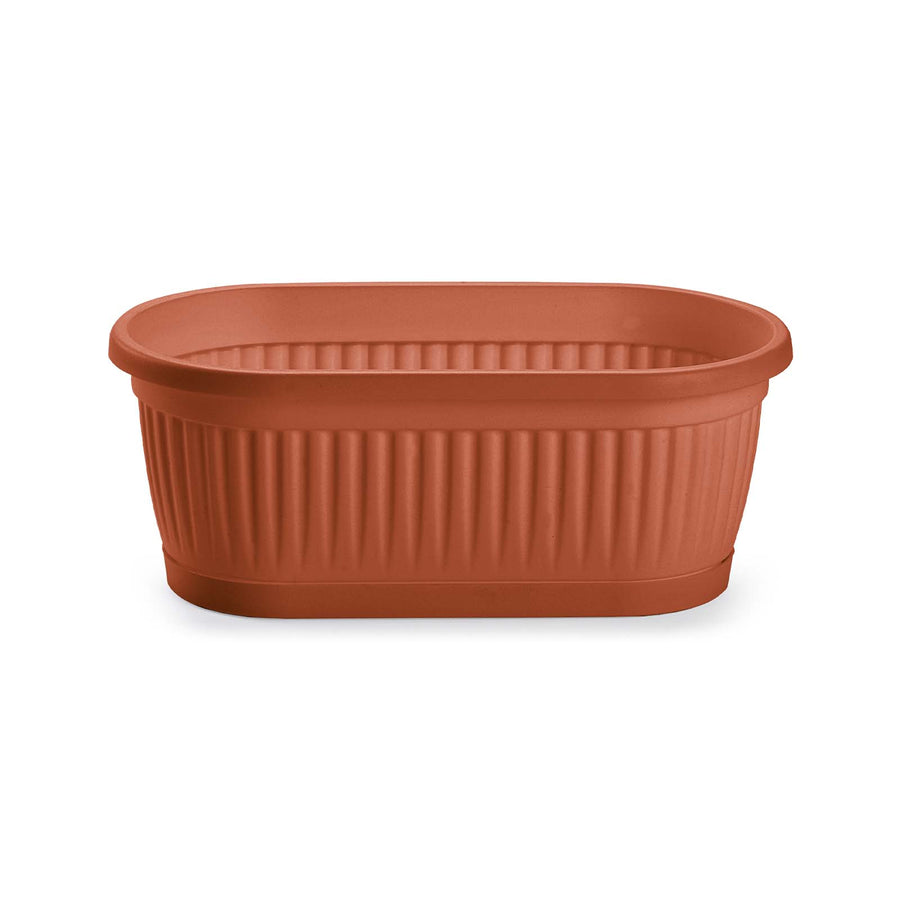 Plastic Forte - Jardinera Rectangular 22 cm con Plato Integrado. Terracota