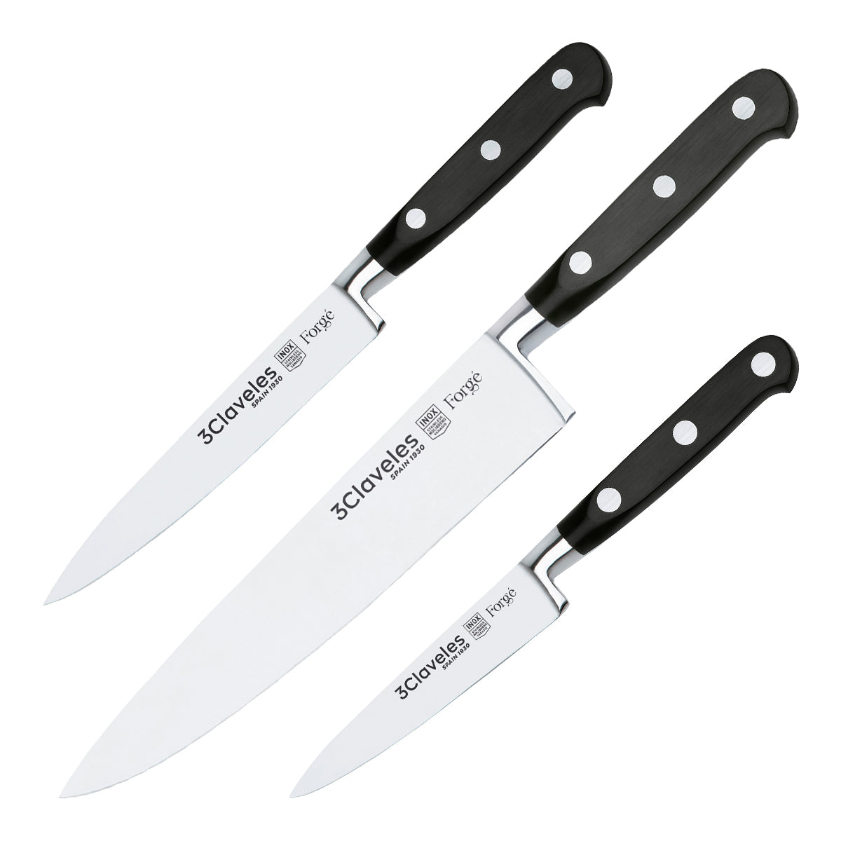 3 Claveles Forgé - Juego de 3 Cuchillos Profesionales Premium Acero Inoxidable Forjado