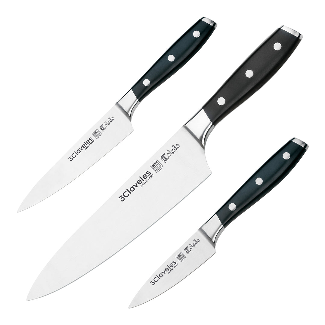 3 Claveles Toledo - Juego de 3 Cuchillos Profesionales Premium Acero Inoxidable Forjado