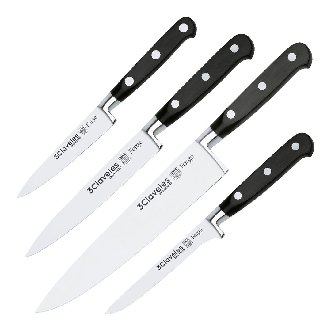 3 Claveles Forgé - Juego de 4 Cuchillos Profesionales Master Chef Acero Inoxidable Forjado