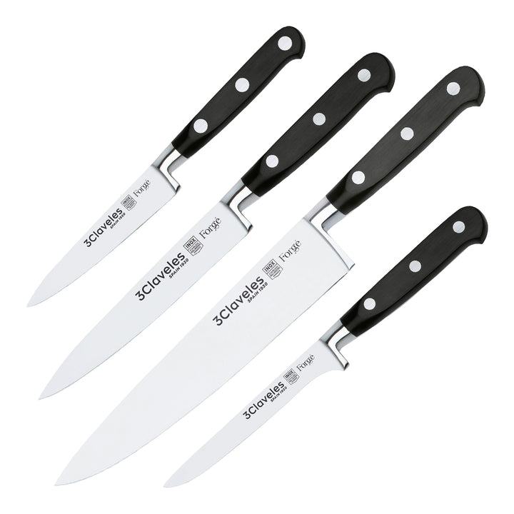 3 Claveles Forgé - Juego de 4 Cuchillos Profesionales Master Chef Acero Inoxidable Forjado