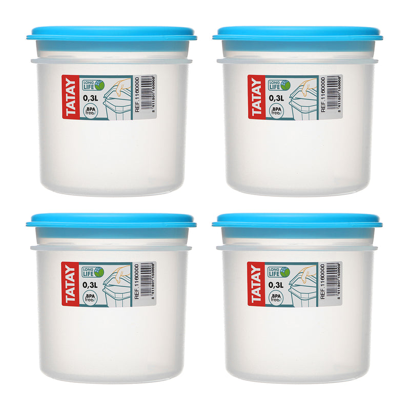 Pack Recipientes Hermeticos Cuadrado de Plástico TATAY 0,3 L. con 1- Blanco