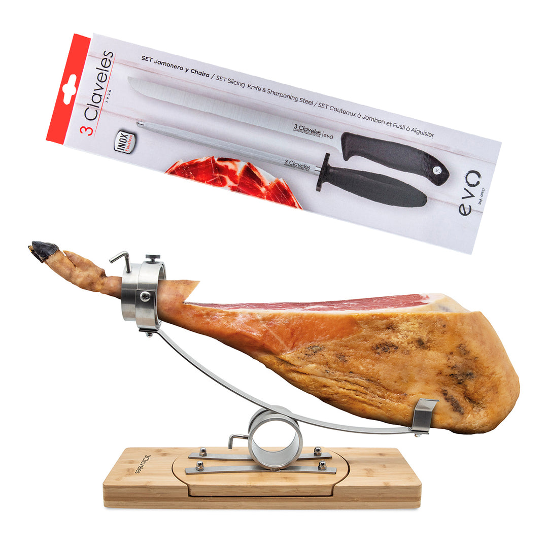 3 Claveles 01742 - Soporte Jamonero Basculante 360º con Cabezal Giratorio y KIT EVO