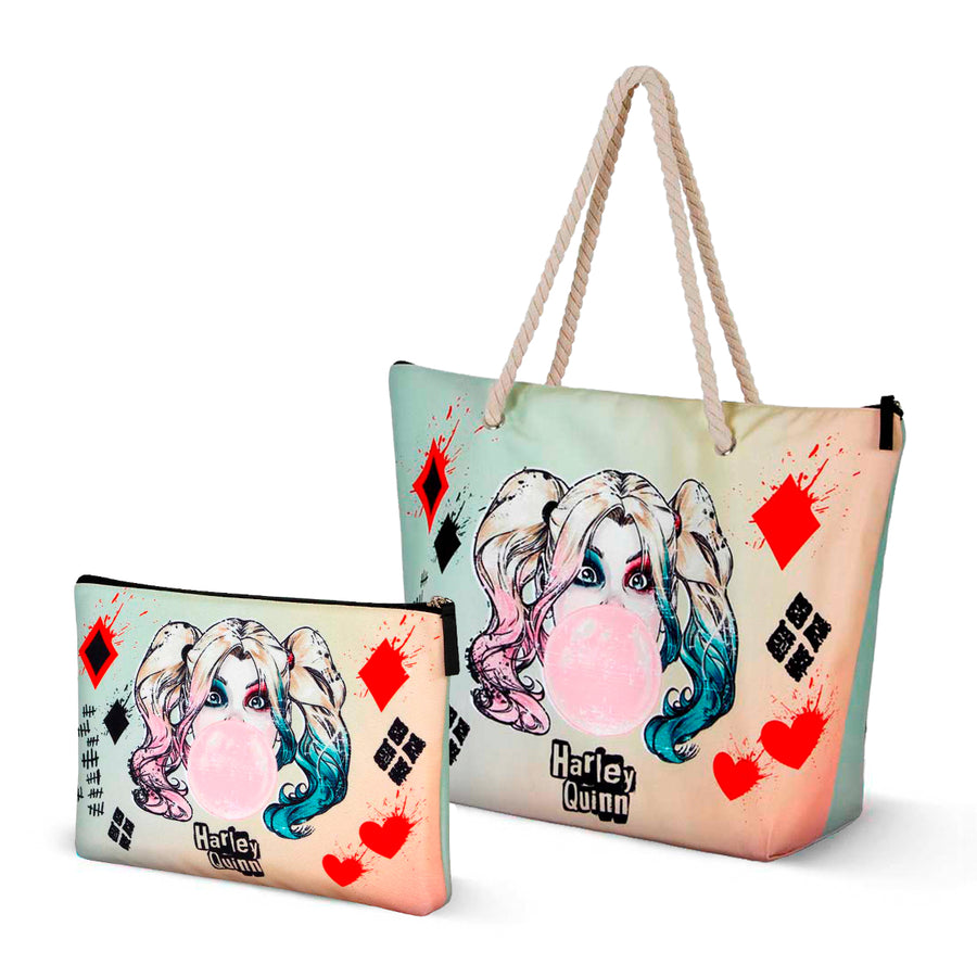 KARACTERMANIA - Bolsa de Playa Soleil con Neceser de Regalo. Harley Quinn Mad Love