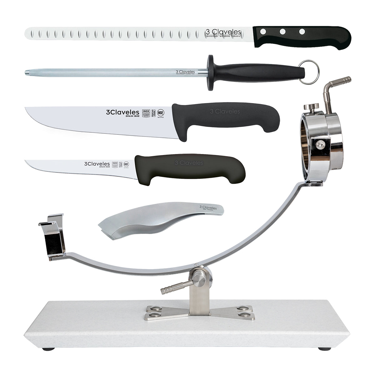 BELLO Gala - Kit Proflex Max de Soporte Jamonero Basculante para Corte de Jamón. Granito