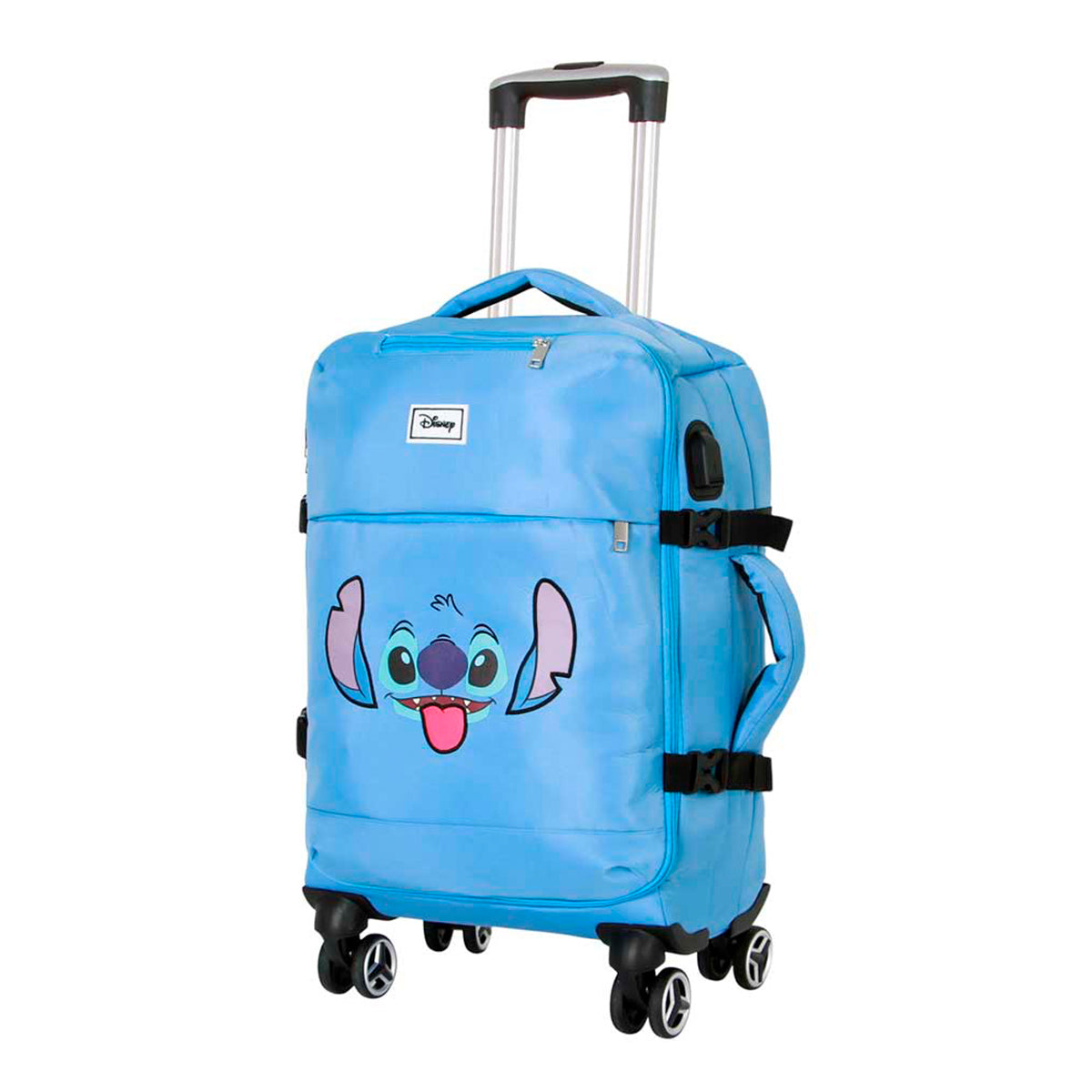 KARACTERMANIA - Maleta de Cabina 4 Ruedas Cierre TS Lock y Puerto USB. Lilo y Stitch Face