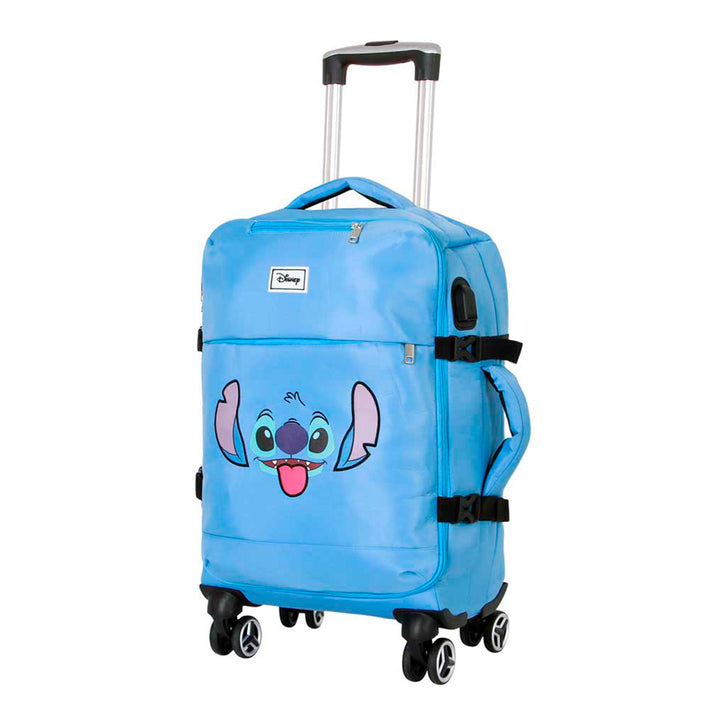 KARACTERMANIA - Maleta de Cabina 4 Ruedas Cierre TS Lock y Puerto USB. Lilo y Stitch Face