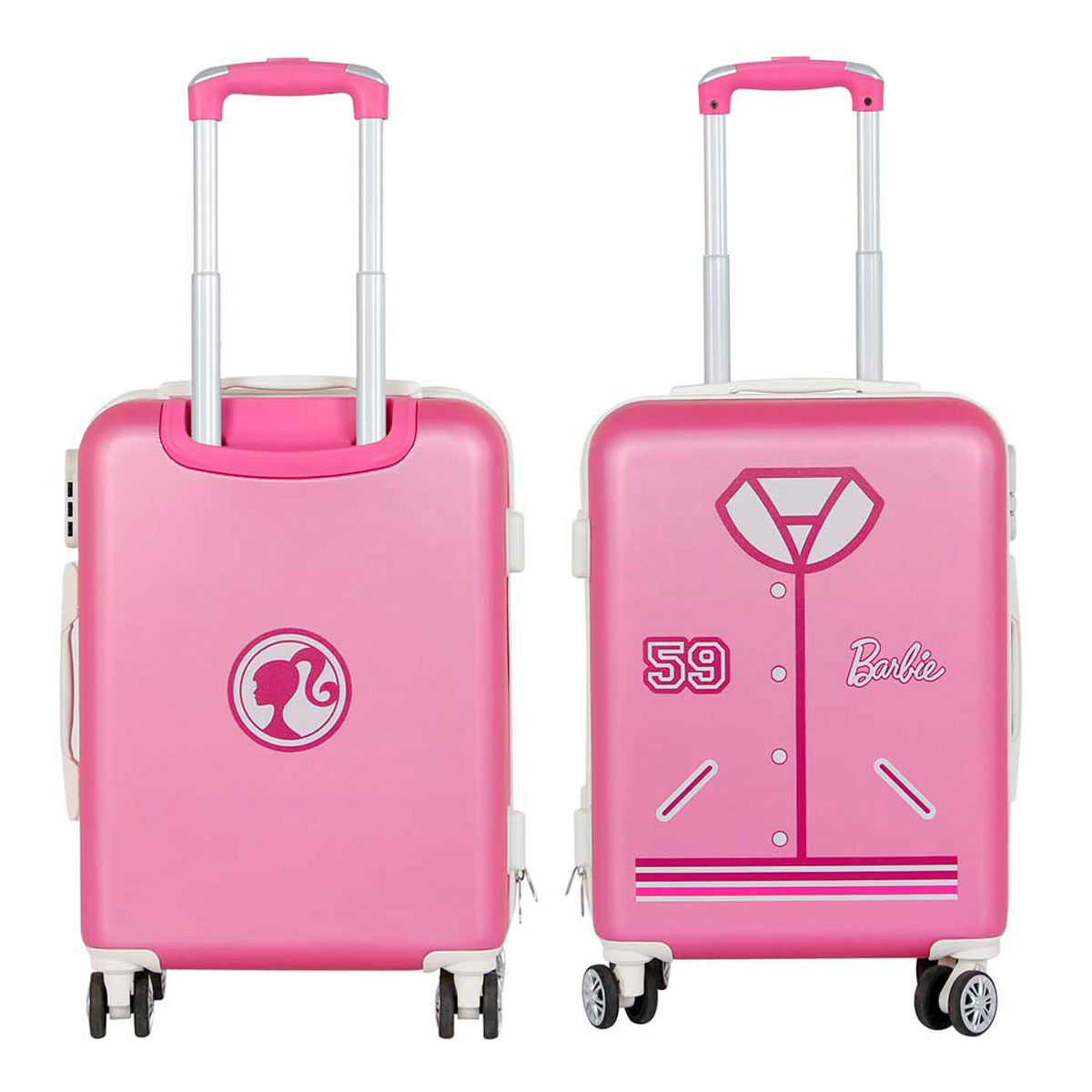 KARACTERMANIA - Barbie Varsity Maleta de Cabina ABS 4 Ruedas Cierre TS Lock. Rosa